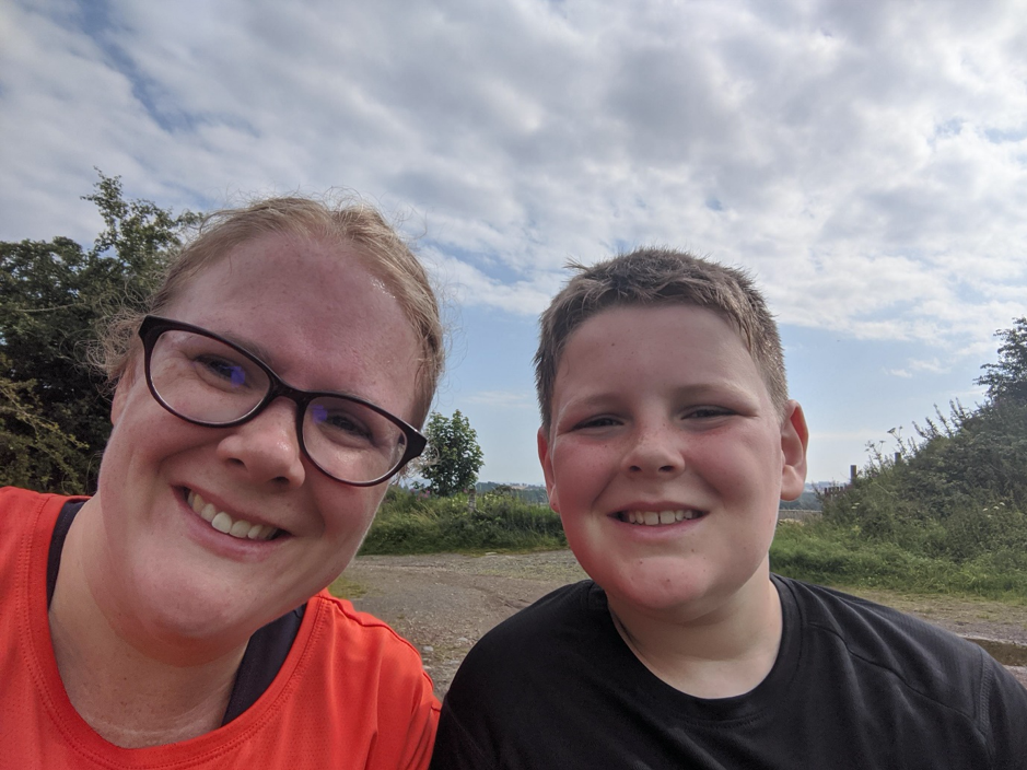 Anne-Marie and son on a run